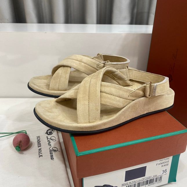 LP 26S CROSS-STRAP SANDALS IN BEIGE SUEDE