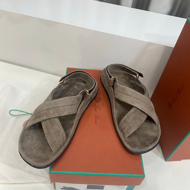 LP 26S CROSS-STRAP SANDALS IN GRAY BROWN SUEDE