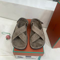 LP 26S CROSS-STRAP SANDALS IN GRAY BROWN SUEDE