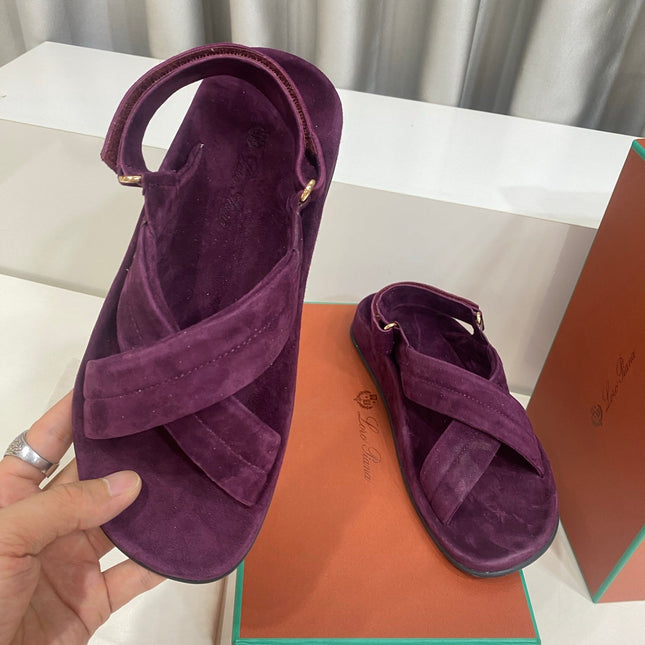 LP 26S CROSS-STRAP SANDALS IN DARK PURPLE SUEDE