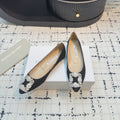 Hangisi 20 Ballet Flat Black Glitter Fabric Leather Jewel Buckle 912608