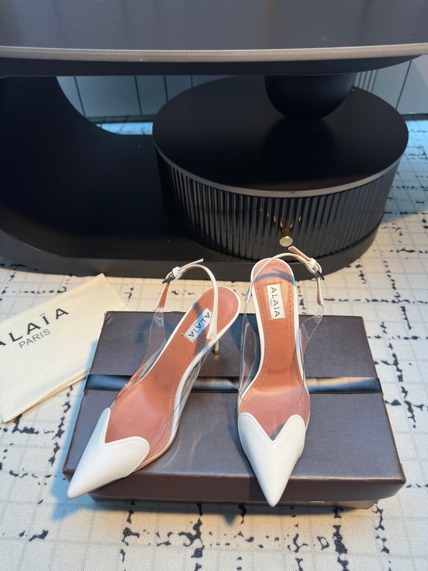 ALAIA HIGH SLINGBACK 25S 90 MM IN WHITE CALFSKIN
