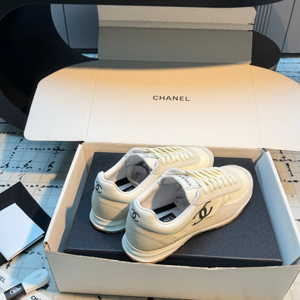 CHANEL 26S CHUNKY SNEAKERS IN WHITE GRAINED CALFSKIN AND FABRIC