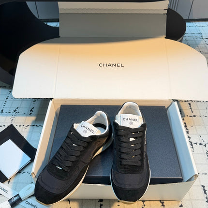 CHANEL 26S CHUNKY SNEAKERS IN BLACK FABRIC AND SUEDE MIX WHITE SOLE