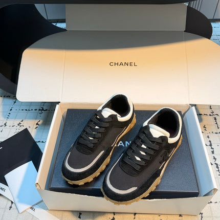 CHANEL 26S CHUNKY SNEAKERS IN BLACK FABRIC AND SUEDE