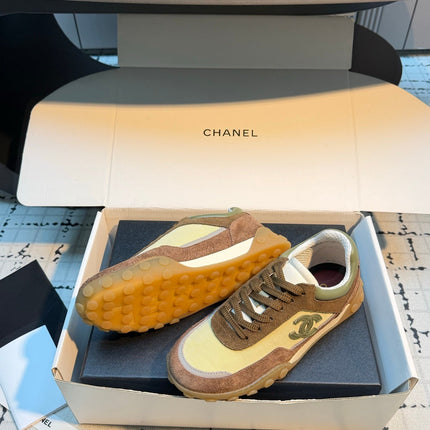 CHANEL 26S CHUNKY SNEAKERS IN BROWN AND LIGHT YELLOW SUEDE