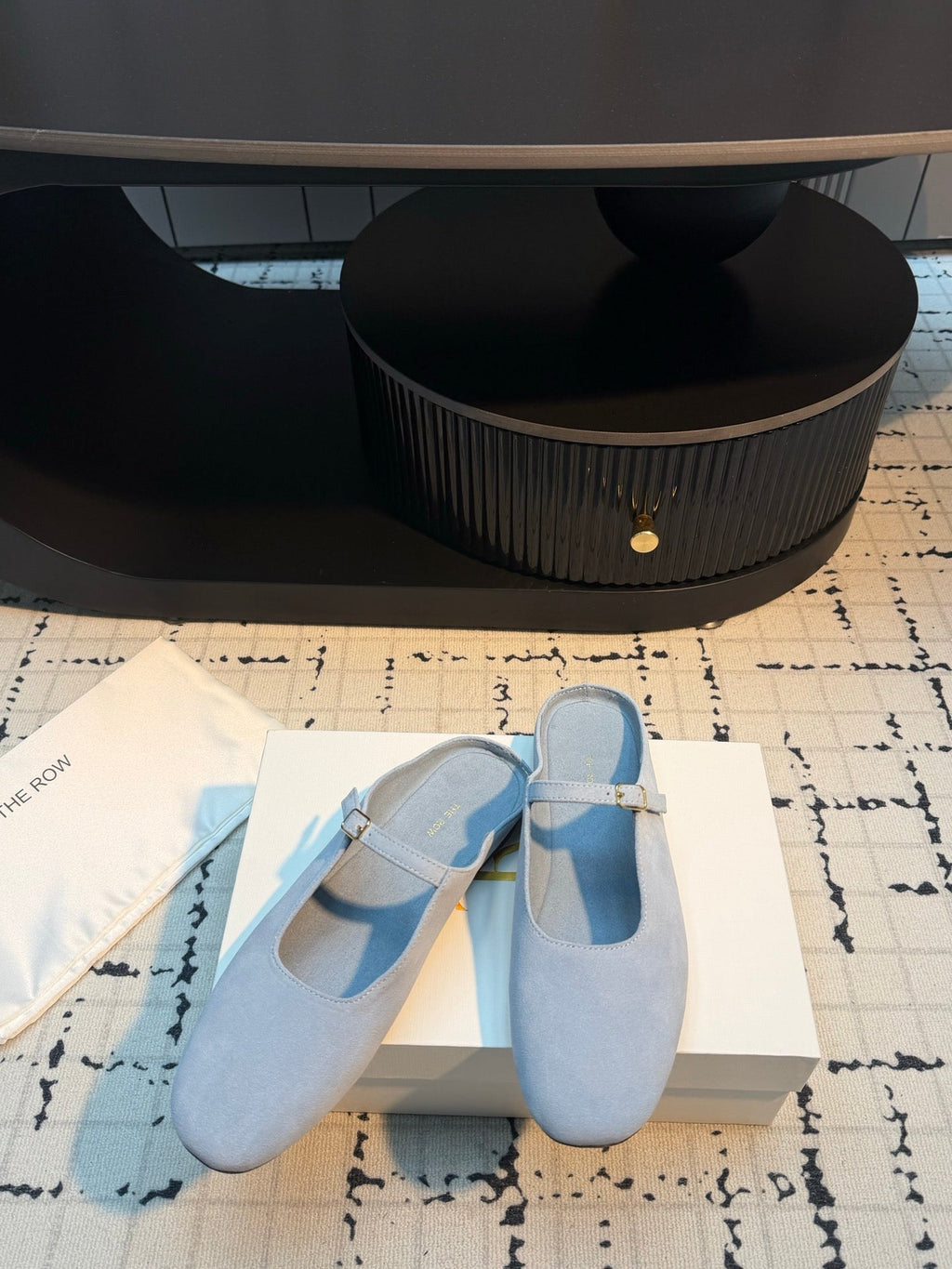 THE ROW 26S MARY JANE MULES 20MM IN LIGHT BLUE SUEDE