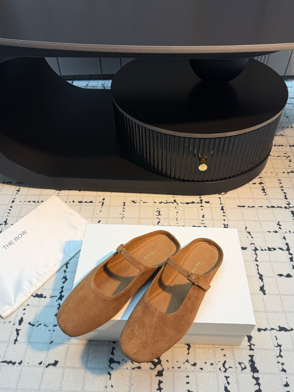THE ROW 26S MARY JANE MULES 20MM IN CARAMEL BROWN SUEDE