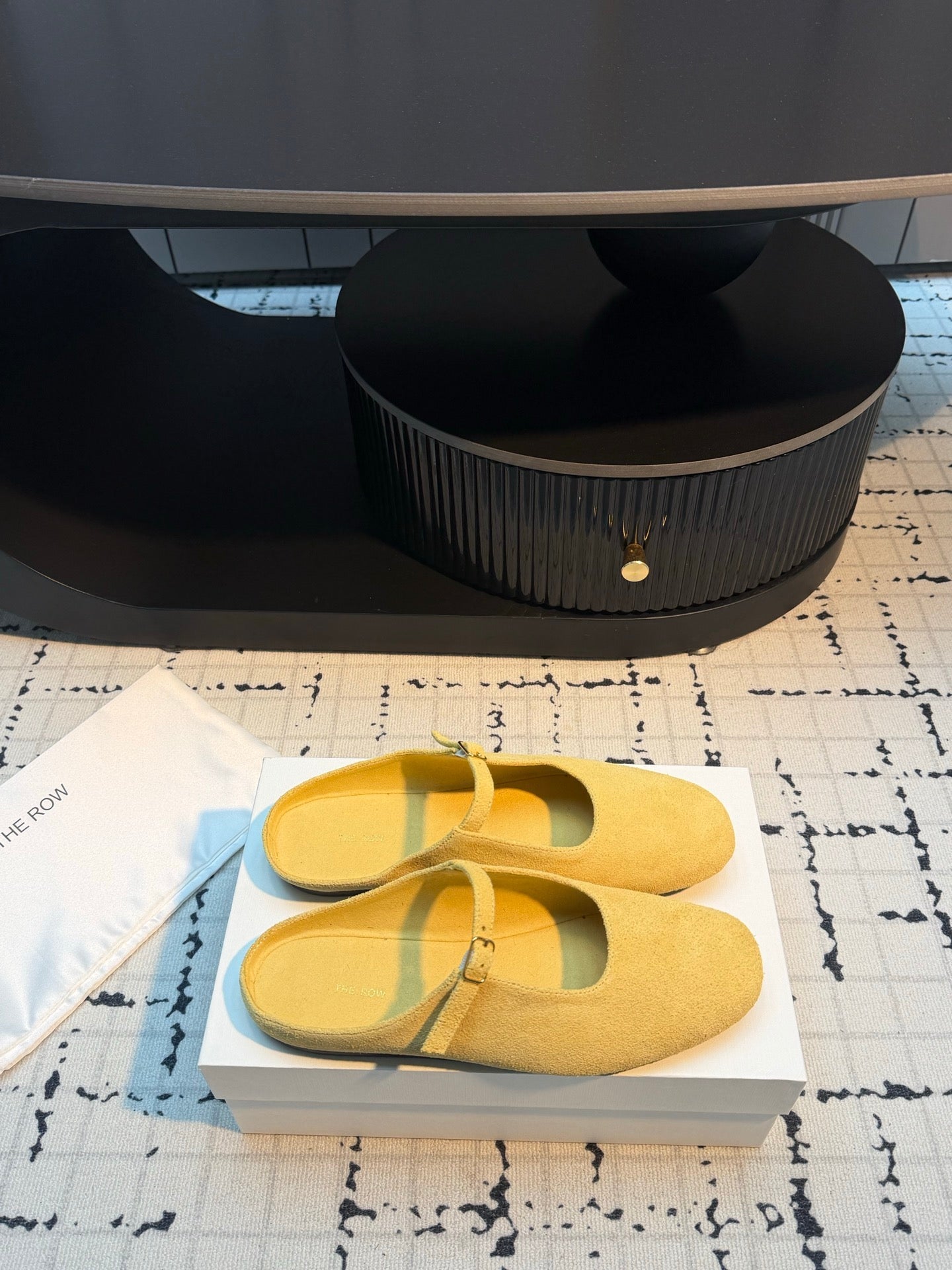 THE ROW 26S MARY JANE MULES 20MM IN YELLOW SUEDE