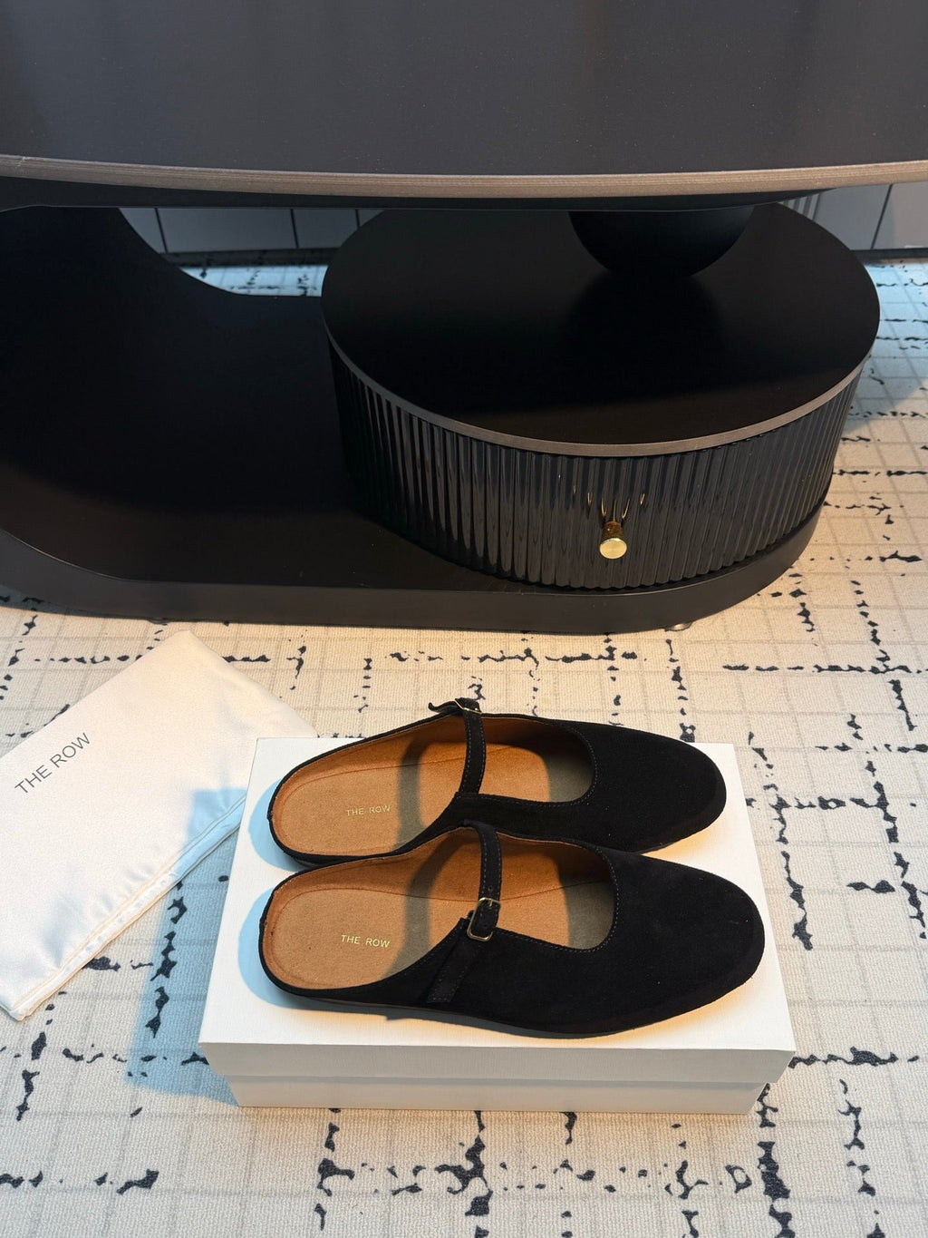 THE ROW 26S MARY JANE MULES 20MM IN BLACK SUEDE