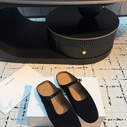 THE ROW 26S MARY JANE MULES 20MM IN BLACK SUEDE