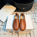 THE ROW 26S LOAFERS IN CARAMEL BROWN CALFSKIN