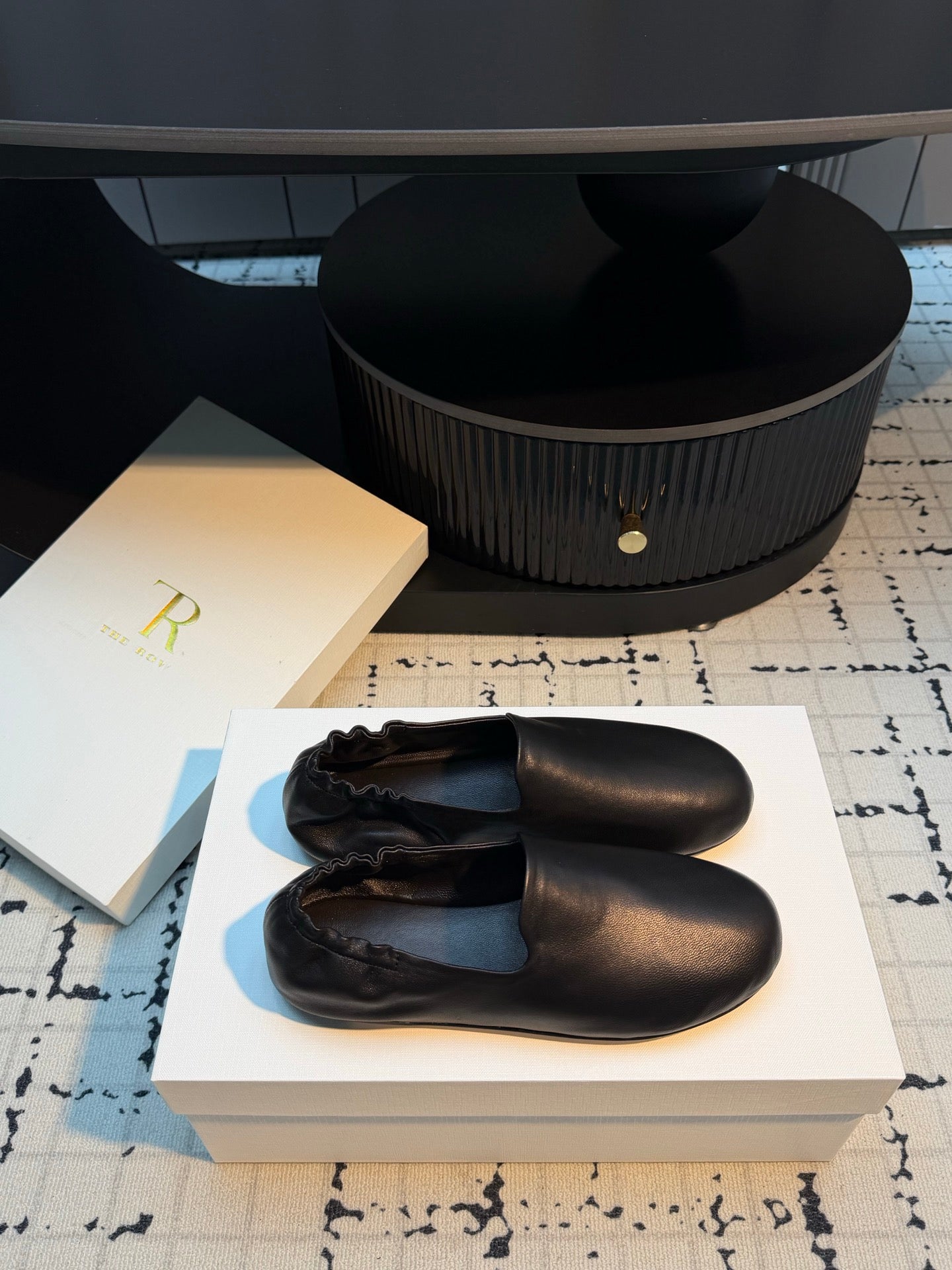 THE ROW 26S LOAFERS IN BLACK CALFSKIN