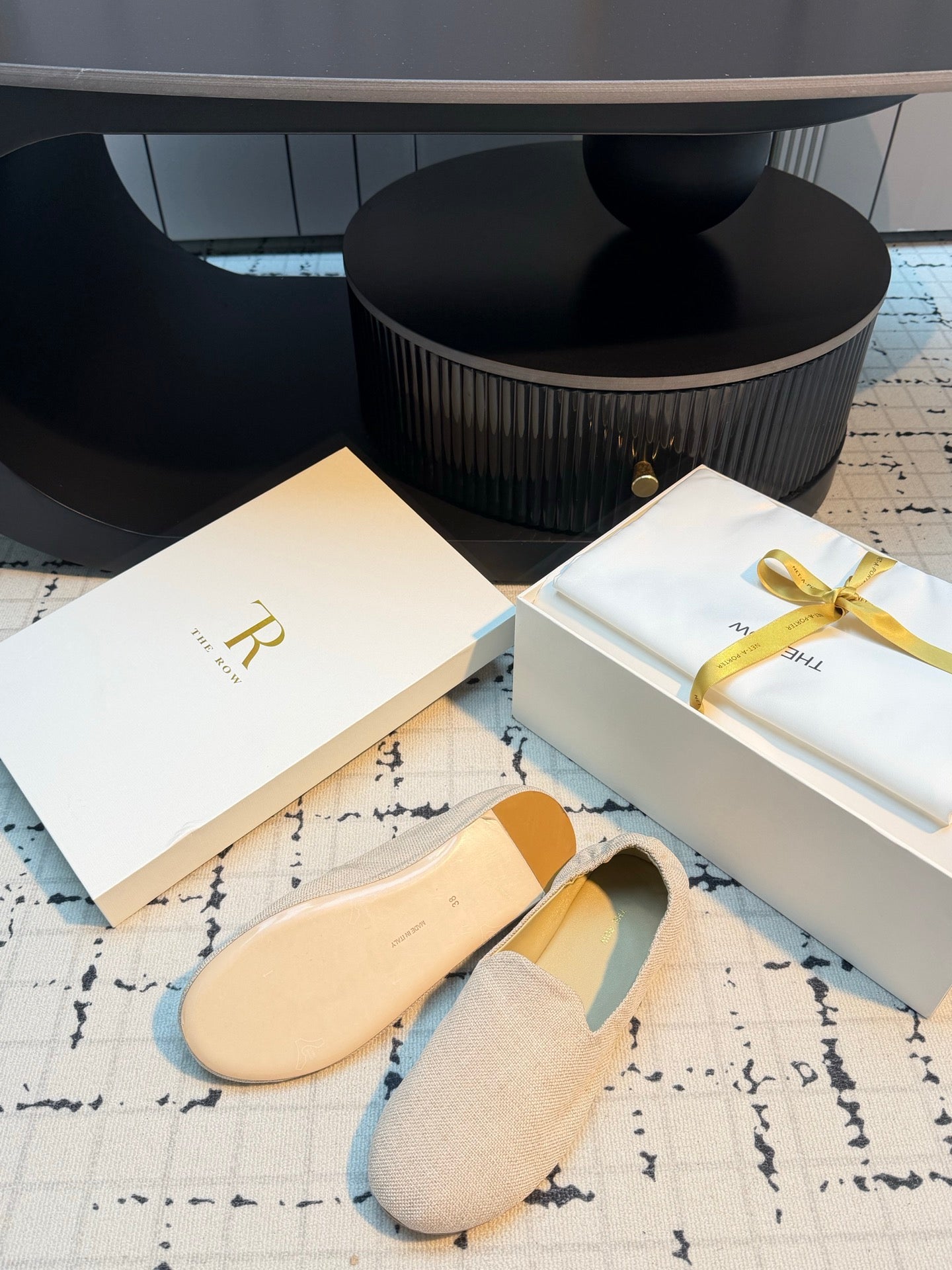 THE ROW 26S LOAFERS IN LIGHT BEIGE CANVAS