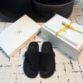 THE ROW 26S THONG SLIDE SANDALS IN BLACK SUEDE