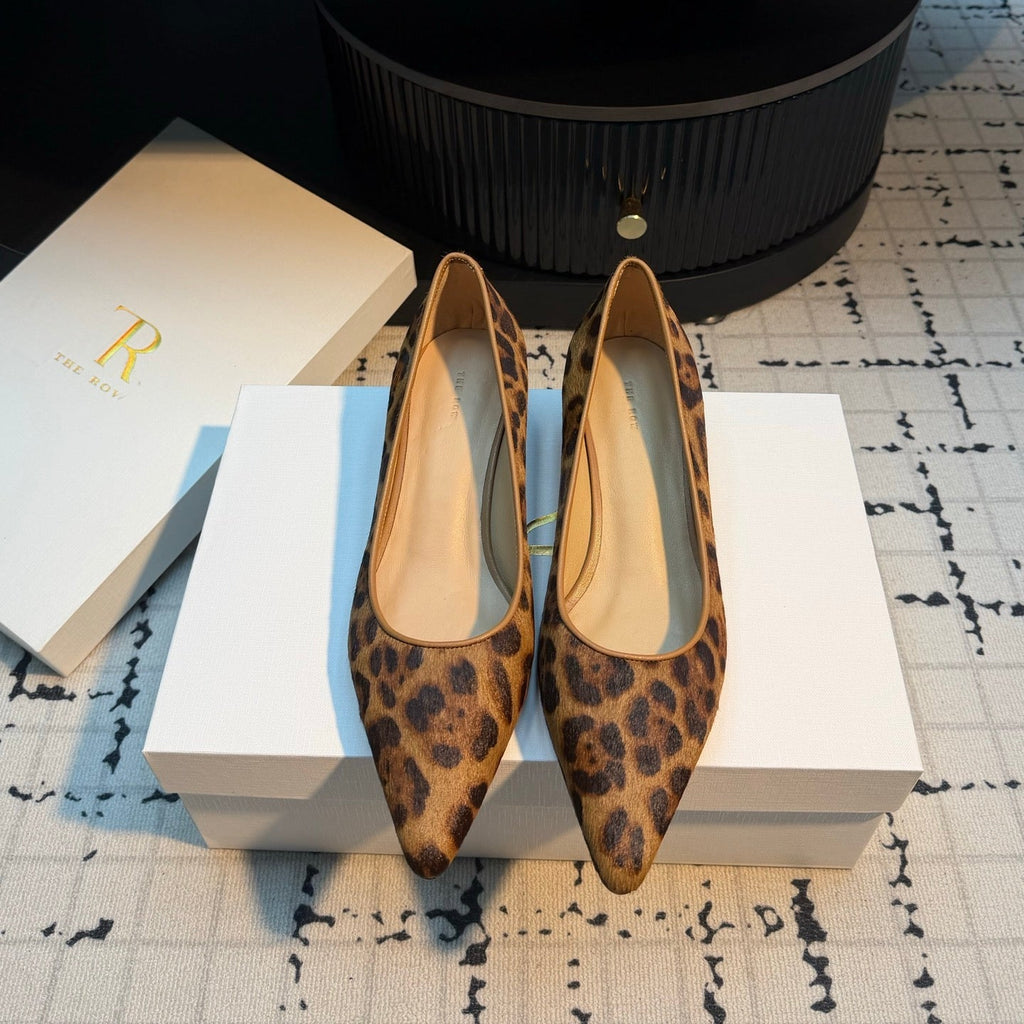 THE ROW 26S POINTED TOE HIGH HEELS 35MM IN BROWN SPOTTED CALF HAIR