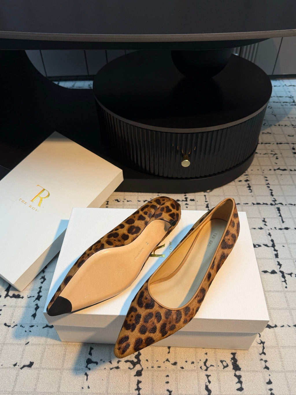 THE ROW 26S POINTED TOE HIGH HEELS 35MM IN BROWN SPOTTED CALF HAIR