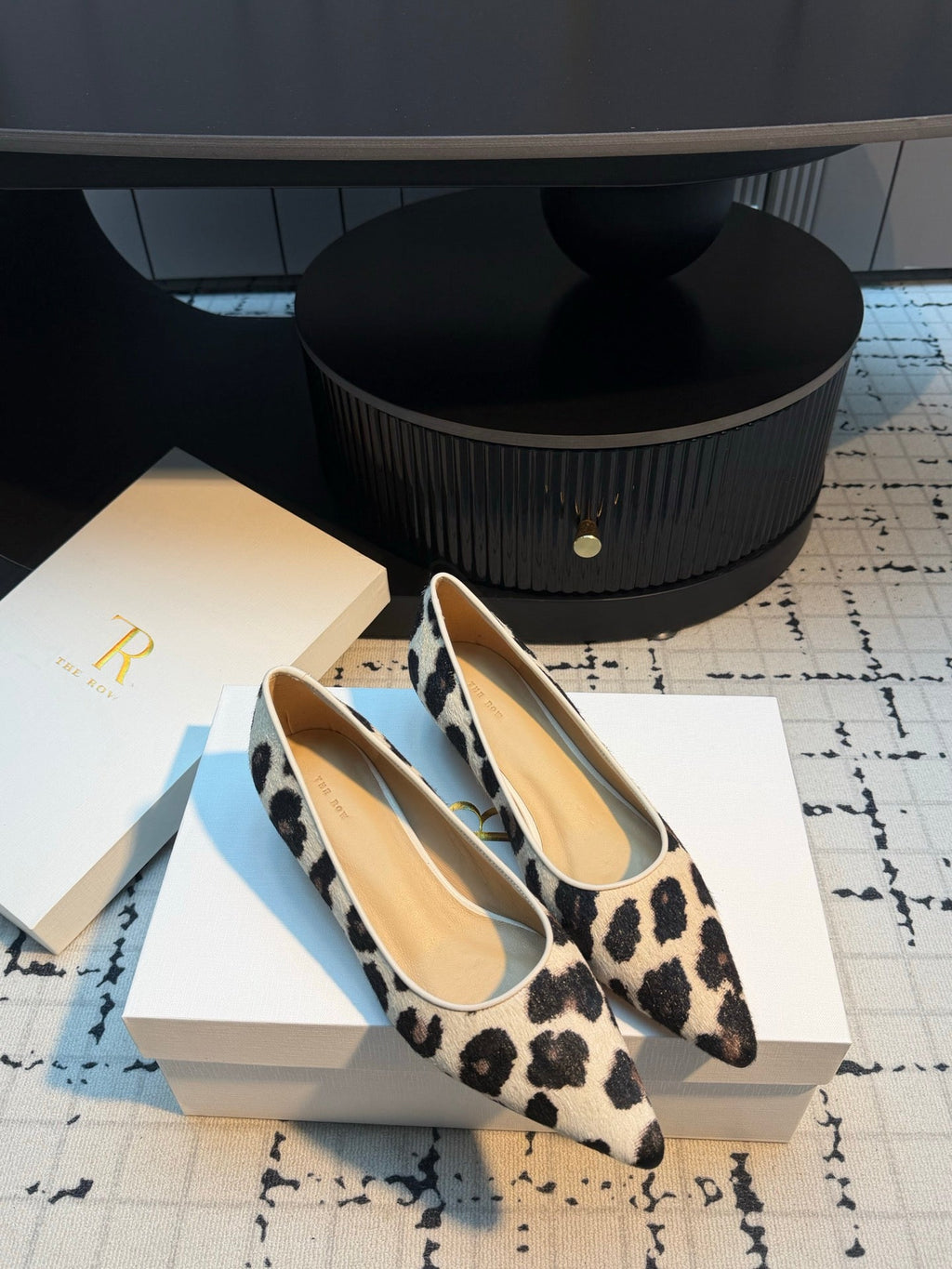 THE ROW 26S POINTED TOE HIGH HEELS 35MM IN WHITE SPOTTED CALF HAIR
