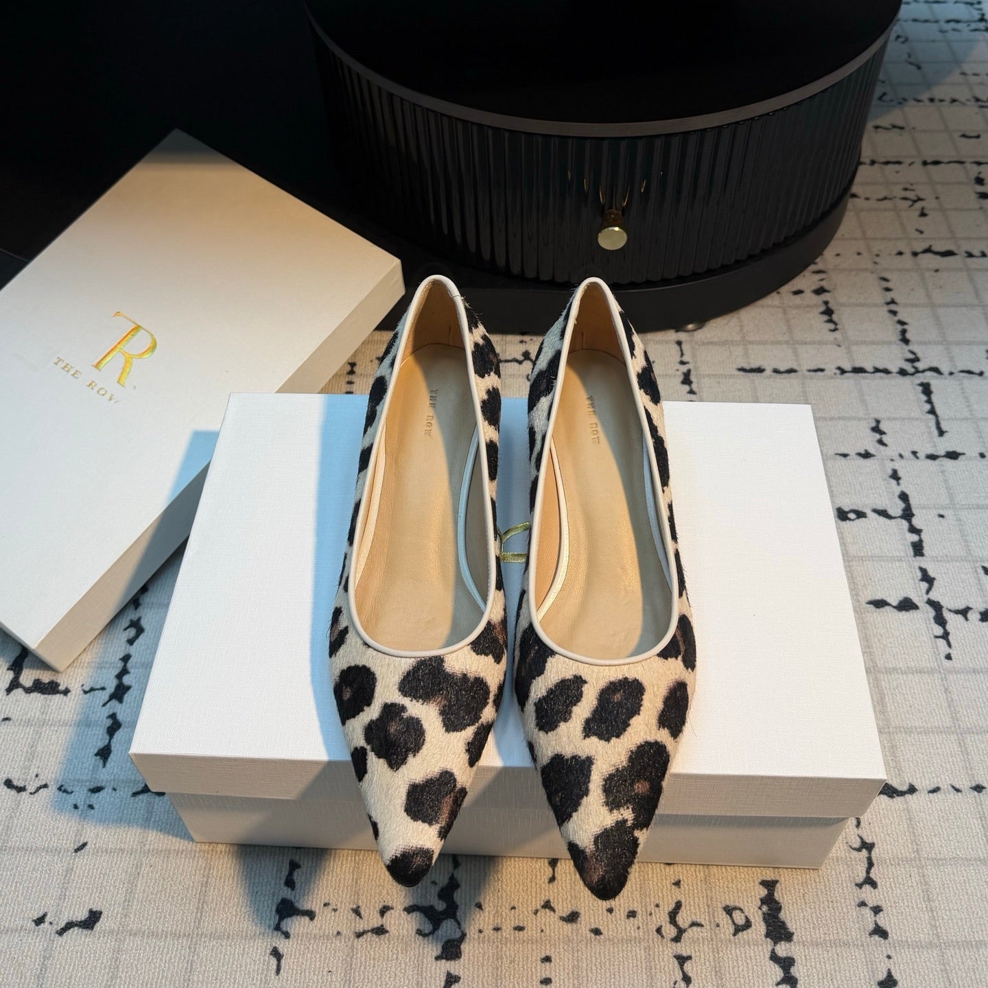 THE ROW 26S POINTED TOE HIGH HEELS 35MM IN WHITE SPOTTED CALF HAIR