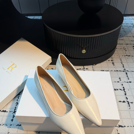 THE ROW 26S POINTED TOE HIGH HEELS 35MM IN IVORY WHITE CALFSKIN
