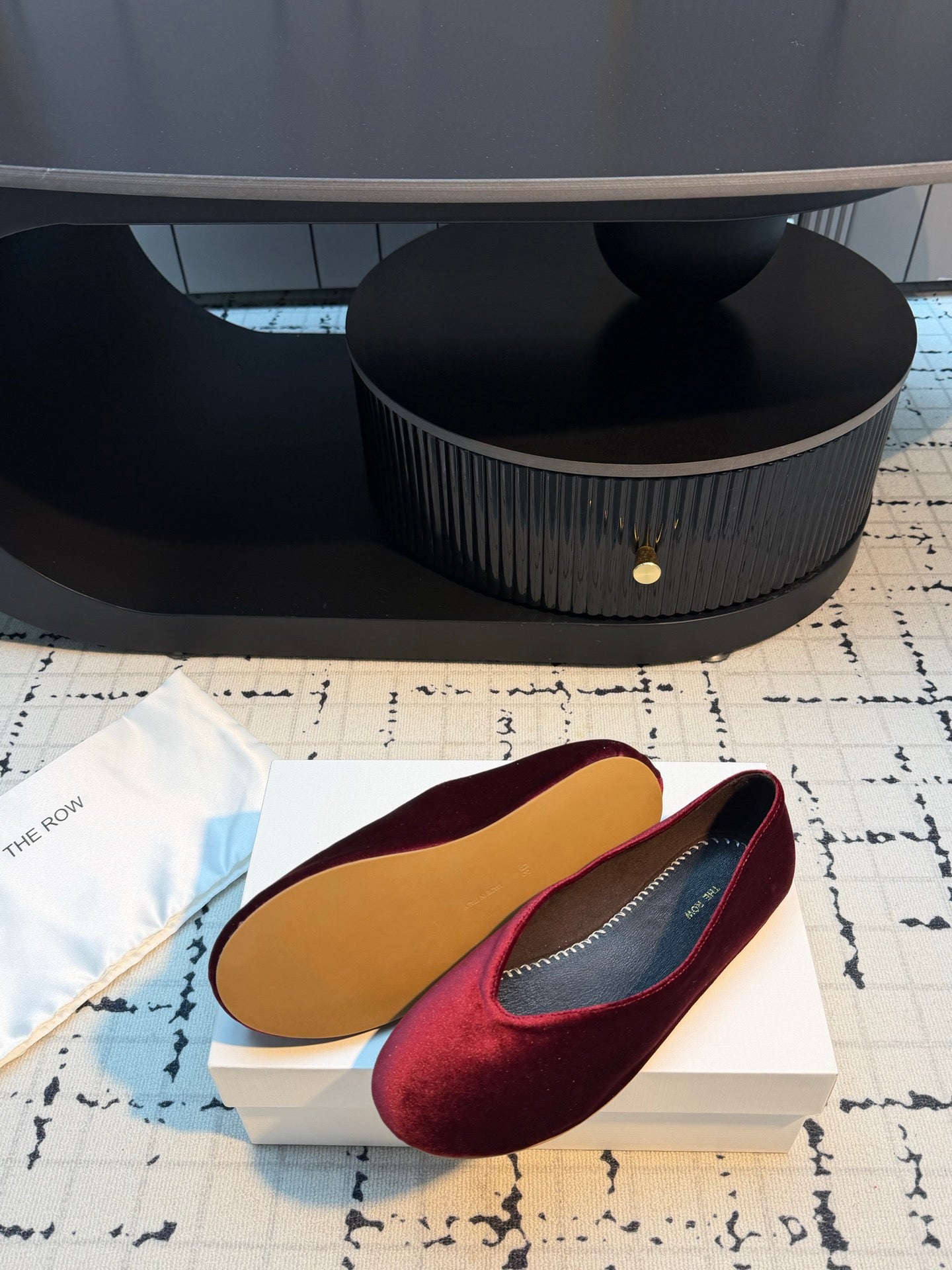 THE ROW 26S CLASSIC BALLET FLATS IN DARK RED VELVET