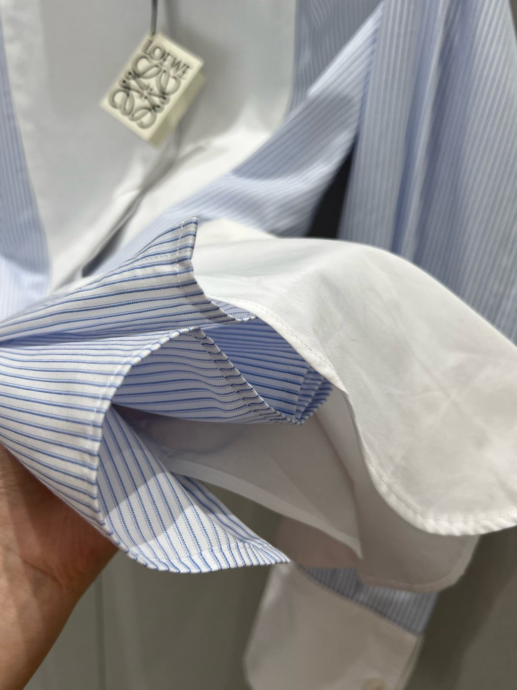 Loewe 25 Striped Long Loose Shirt Blue White Cotton