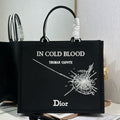 DIOR 26S BOOK TOTE BAG 42 IN BLACK EMBROIDERED LETTERING FABRIC