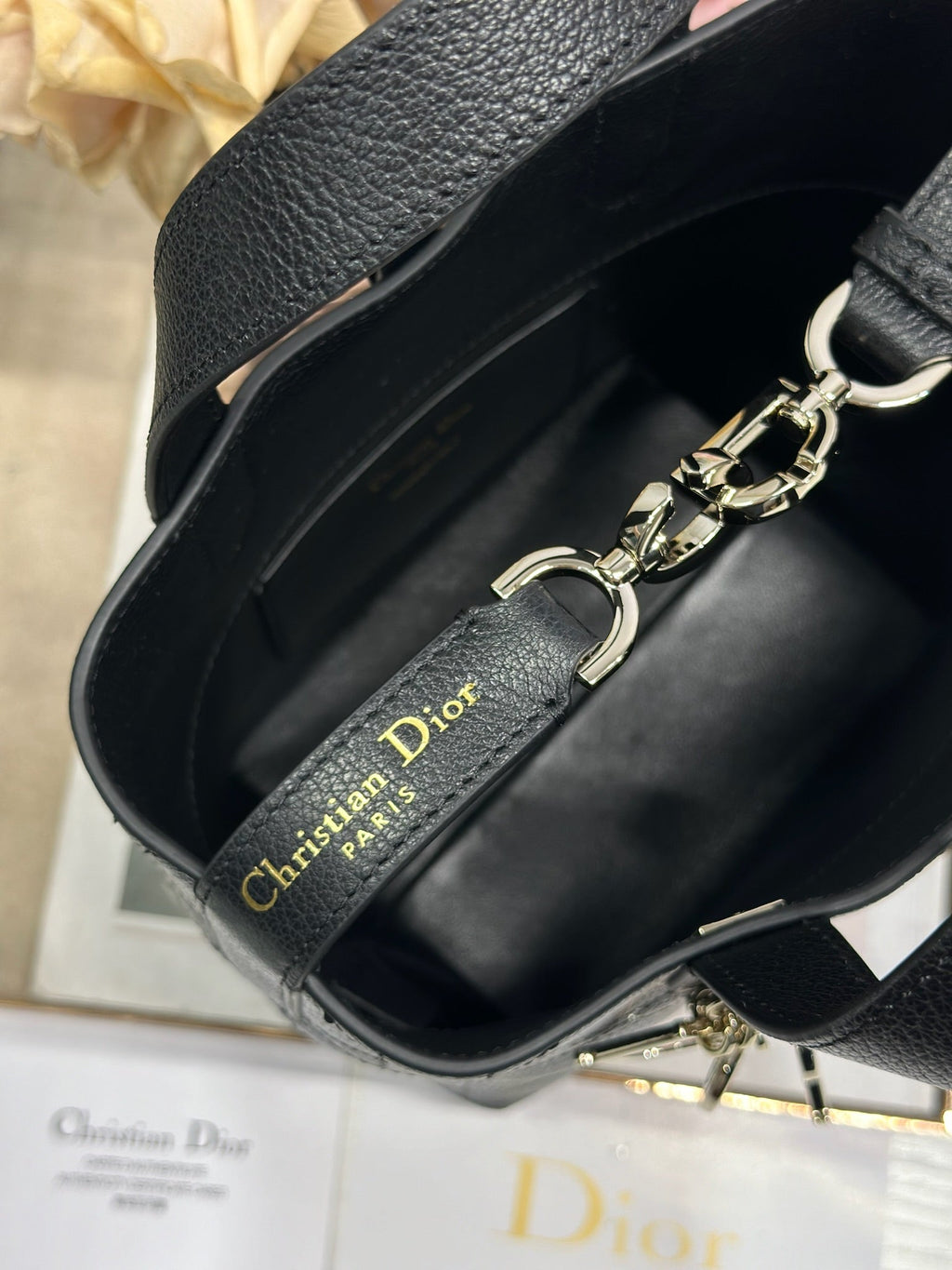 DIOR 26S TOUJOURS BAG 18 IN BLACK GRAINED CALFSKIN