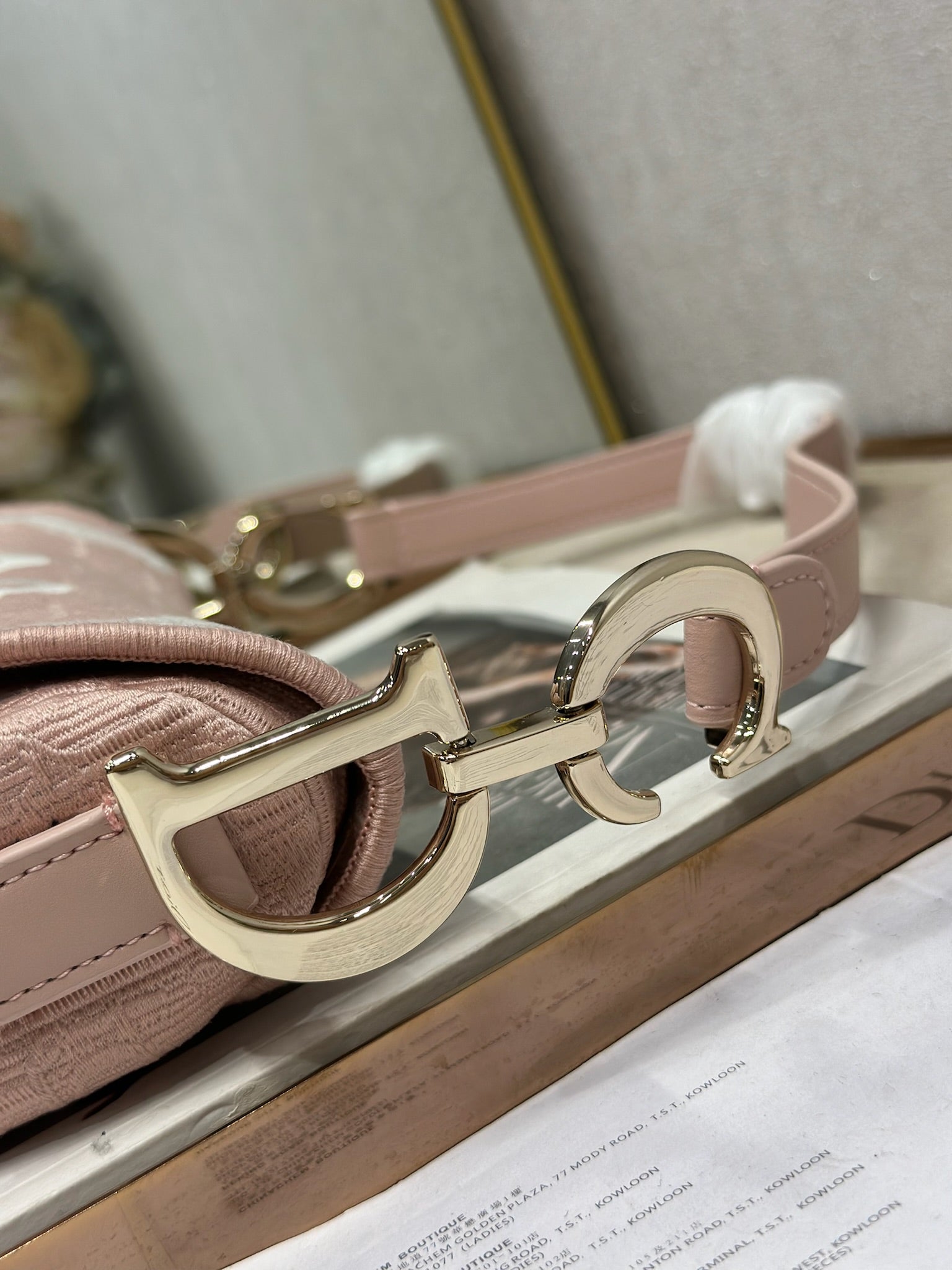 DIOR 26S SADDLE BAG 25 IN LIGHT PINK JACQUARD