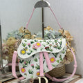 DIOR 26S SADDLE BAG 25 IN MULTICOLOR FLORAL EMBROIDERED JACQUARD