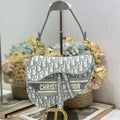 DIOR 26S SADDLE BAG 25 IN GREY AND BLACK OBLIQUE JACQUARD