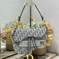DIOR 26S SADDLE BAG 25 IN NAVY BLUE AND BLACK OBLIQUE JACQUARD