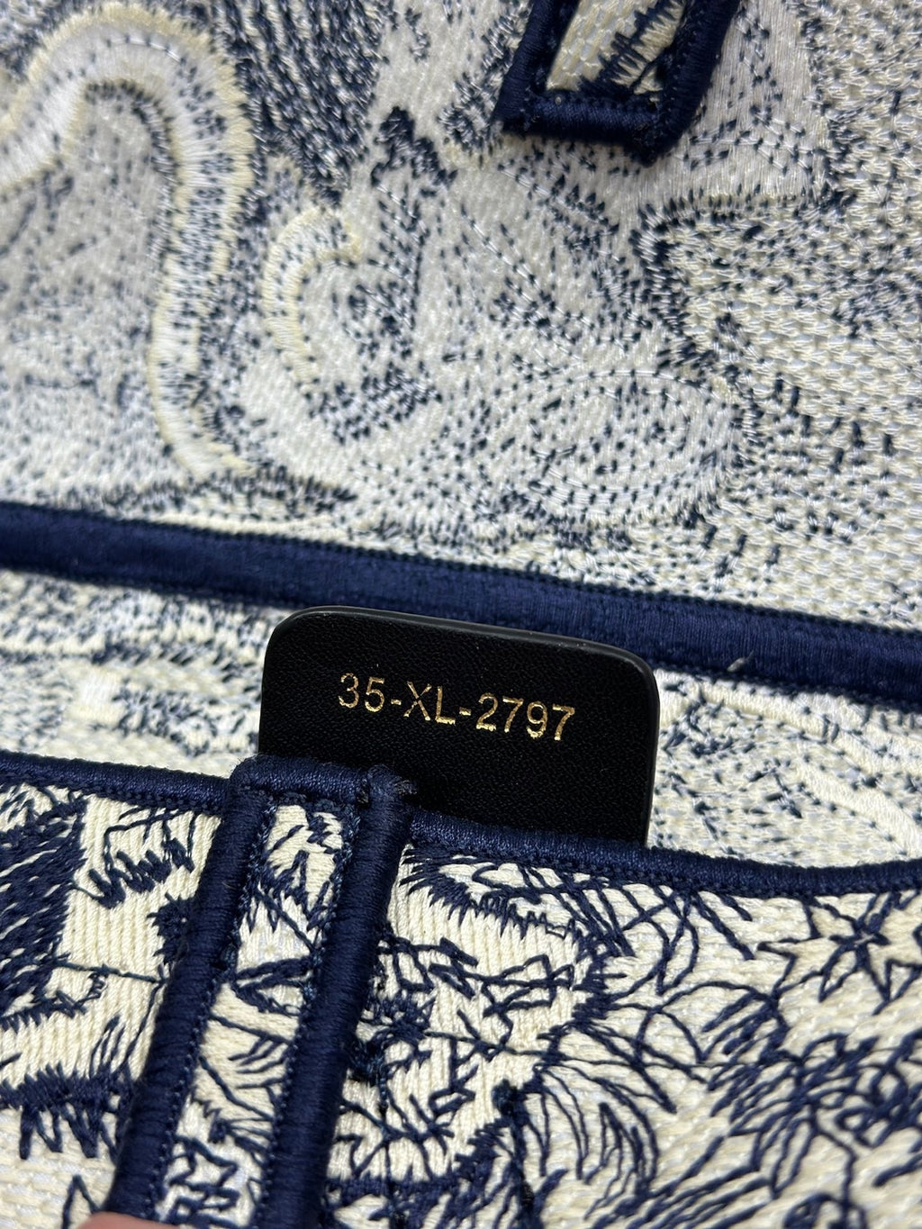 DIOR 26S SADDLE BAG 25 IN NAVY BLUE AND BEIGE JACQUARD