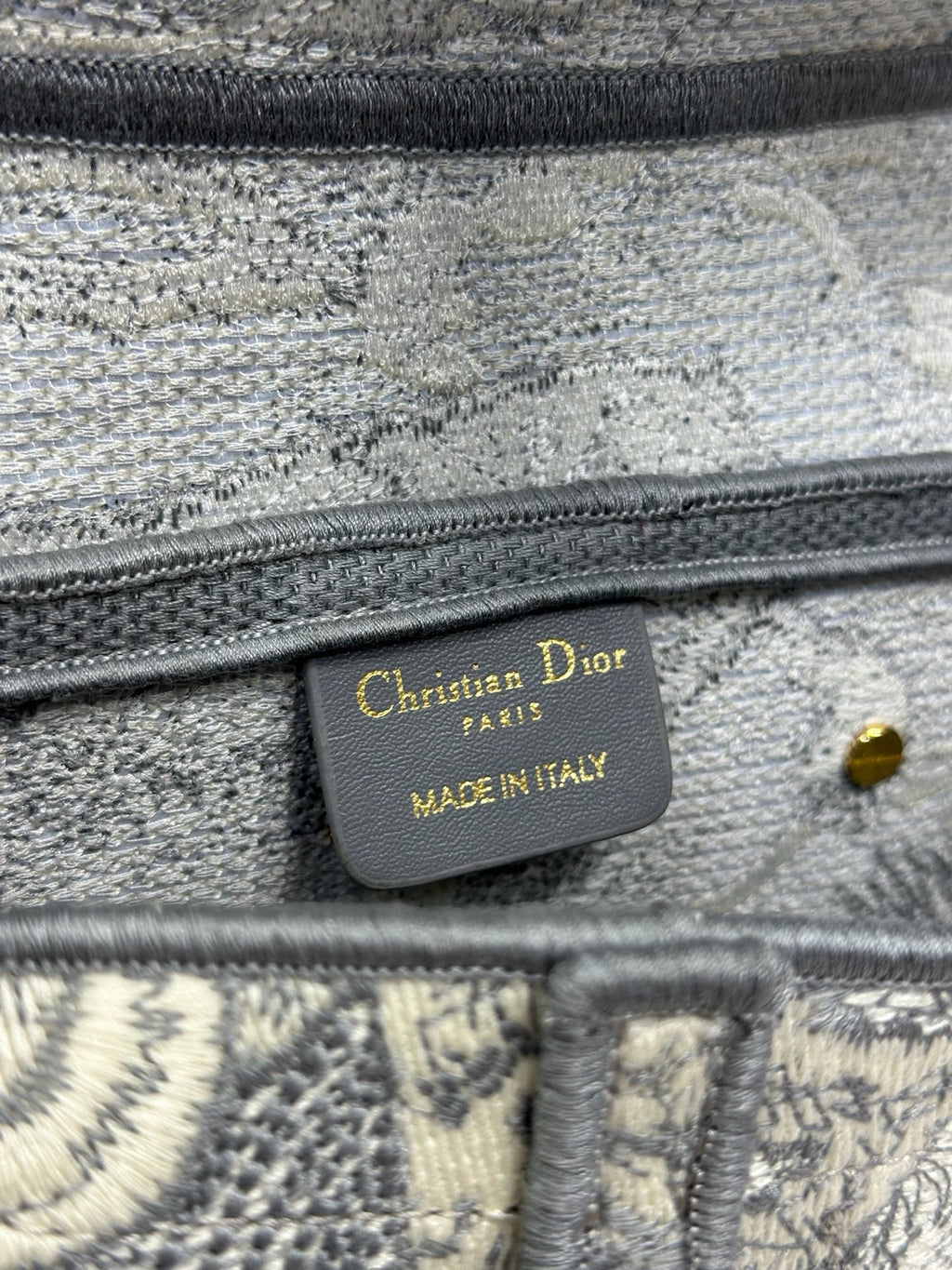 DIOR 26S SADDLE BAG 25 IN GREY AND WHITE JACQUARD