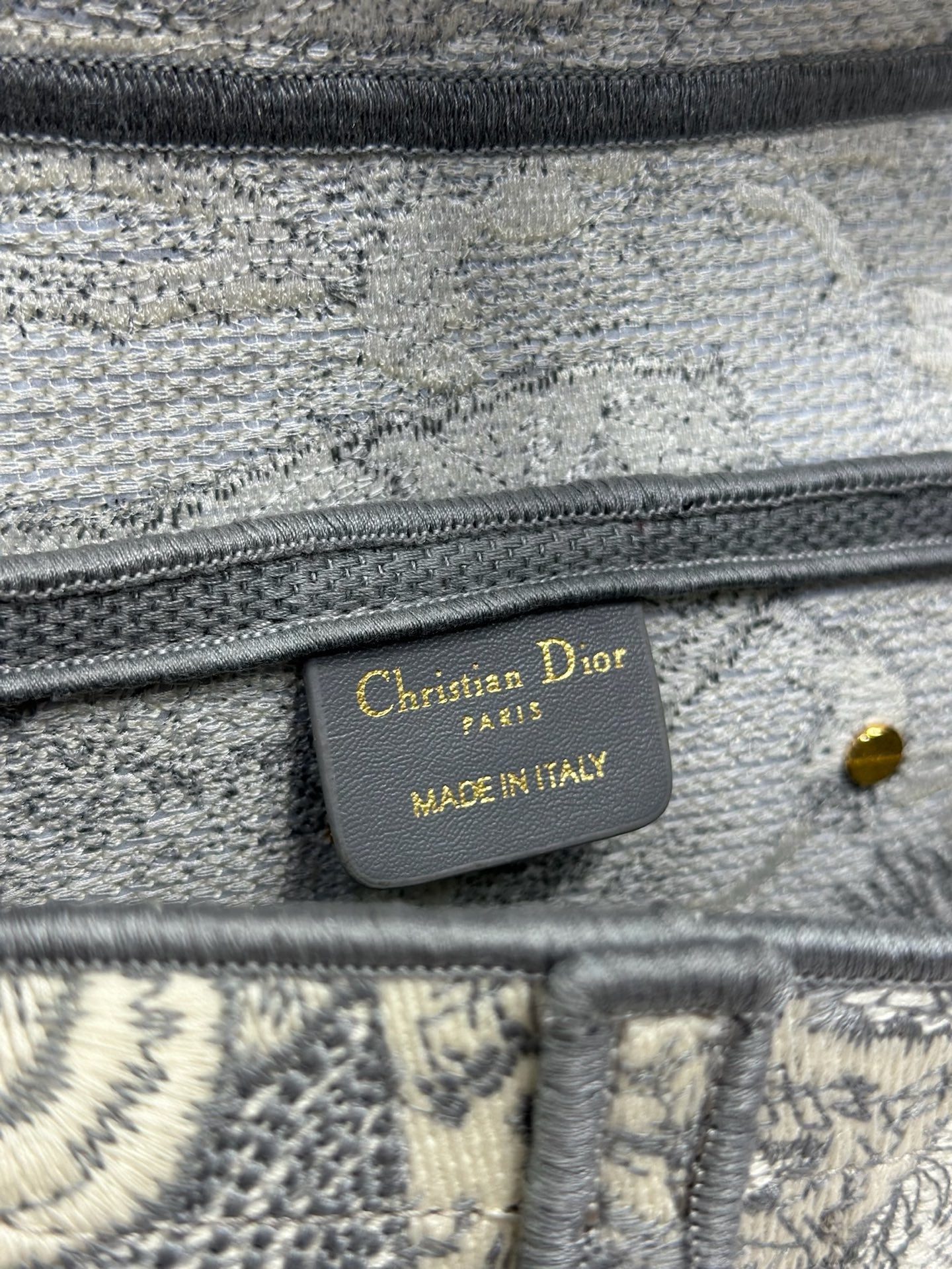DIOR 26S SADDLE BAG 25 IN GREY AND WHITE JACQUARD