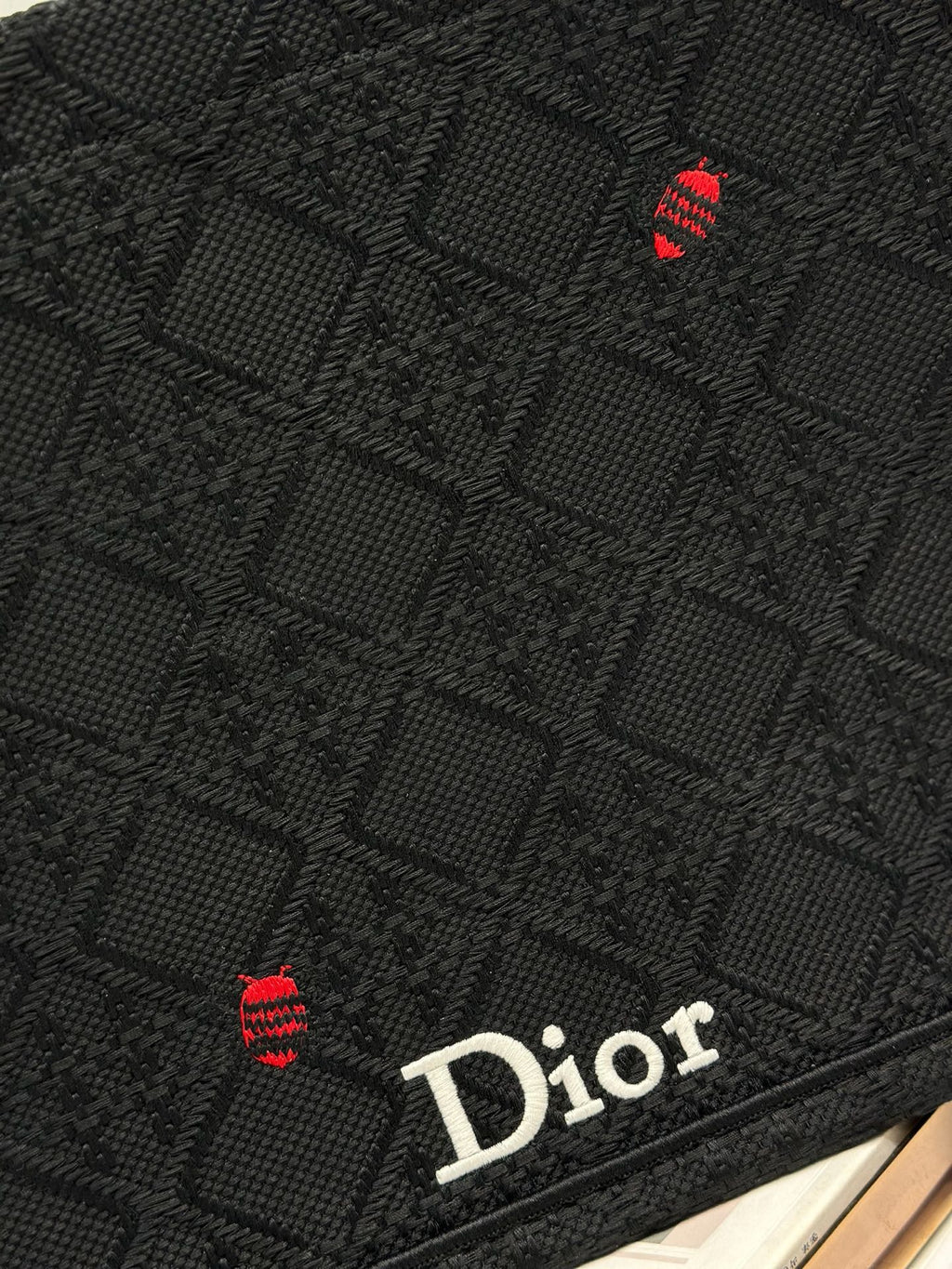 DIOR 26S BOOK TOTE BAG 36 IN BLACK BAYADERE FABRIC