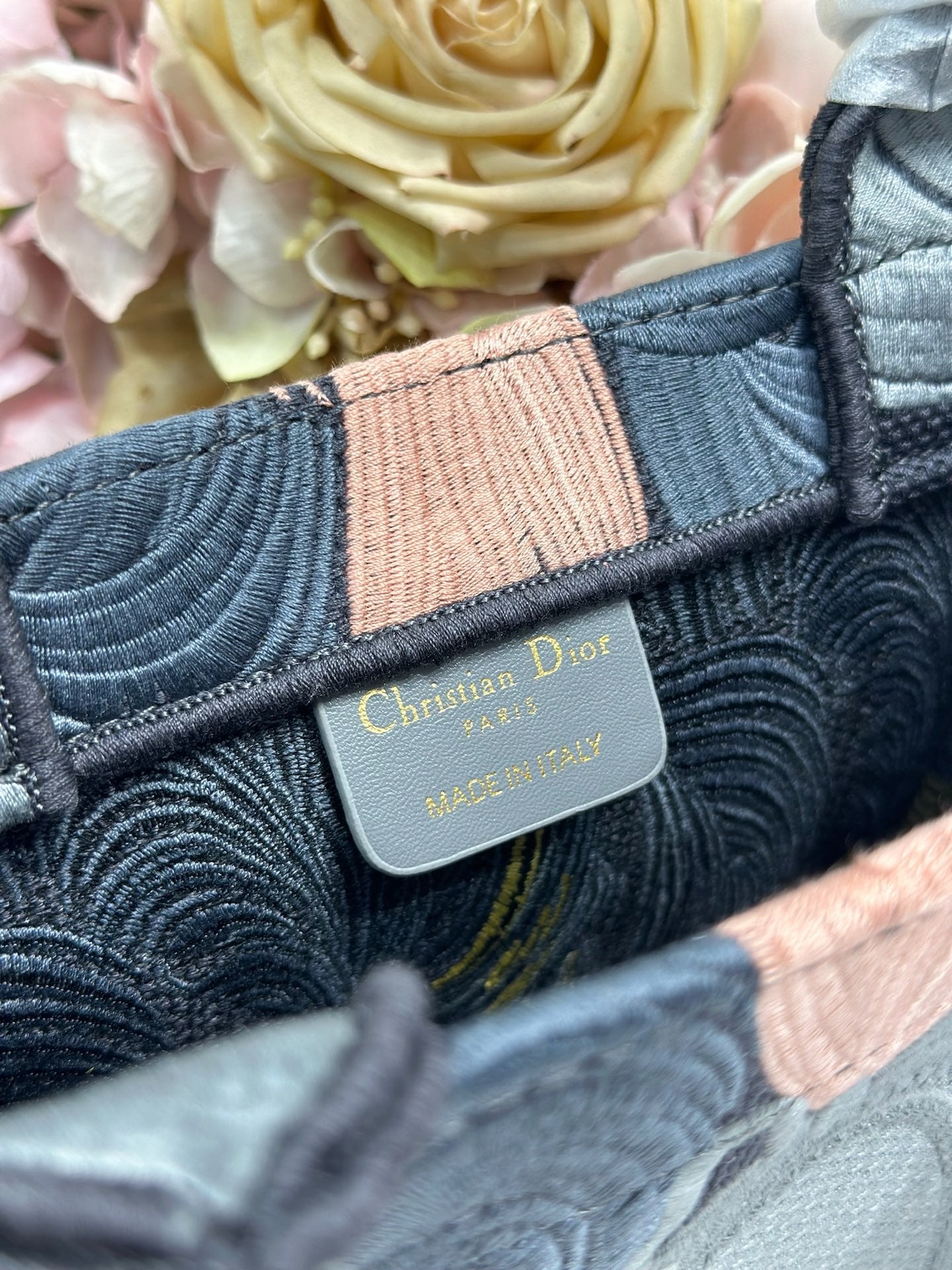 DIOR 26S MINI BOOK TOTE 26 IN MULTICOLOR WOVEN FABRIC