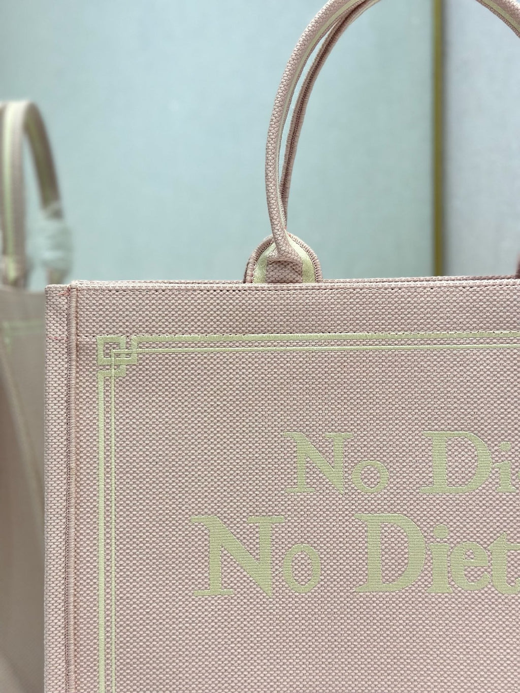 DIOR 26S LARGE BOOK TOTE 42 IN LIGHT PINK WOVEN FABRIC