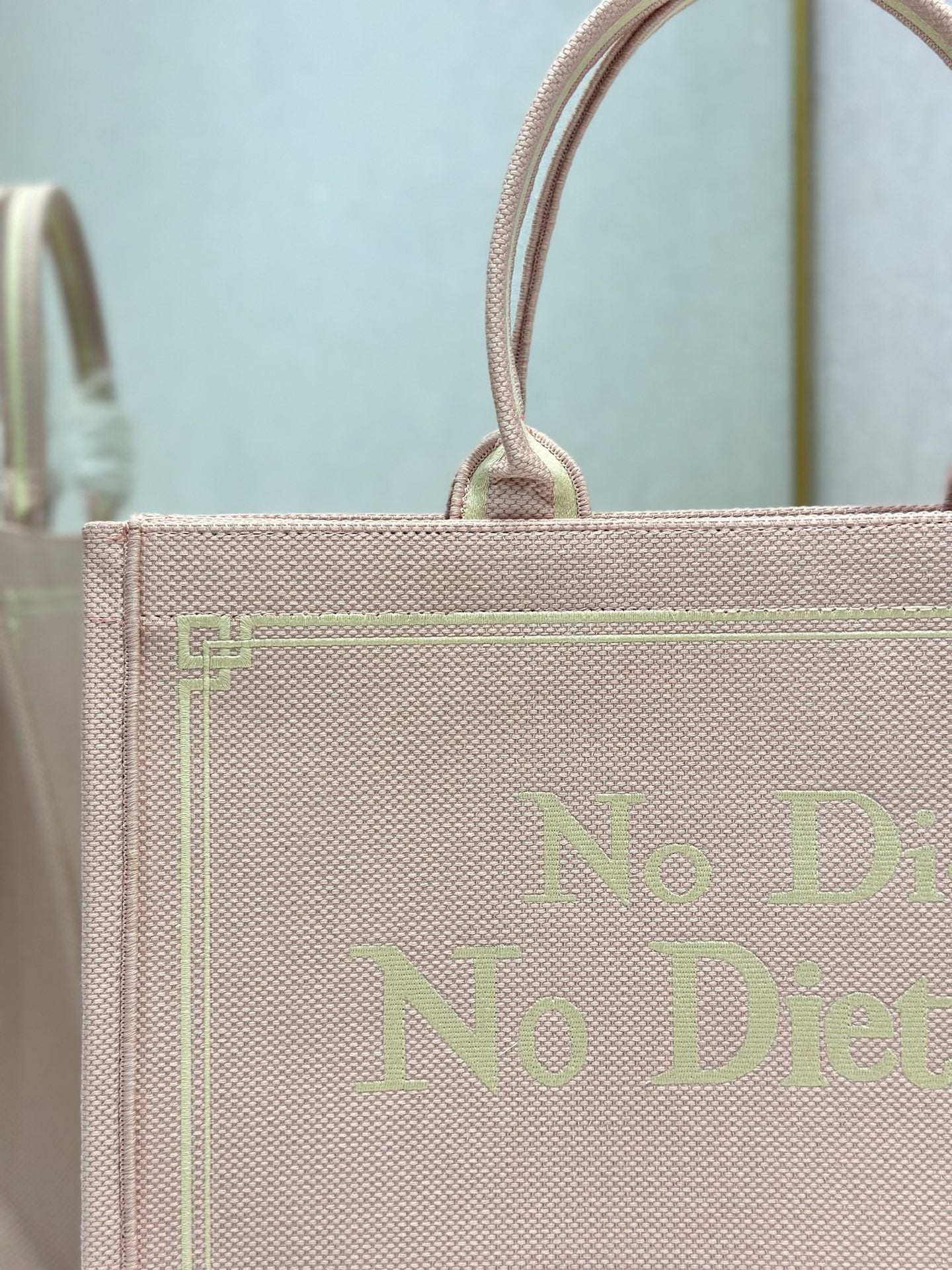 DIOR 26S LARGE BOOK TOTE 42 IN LIGHT PINK WOVEN FABRIC