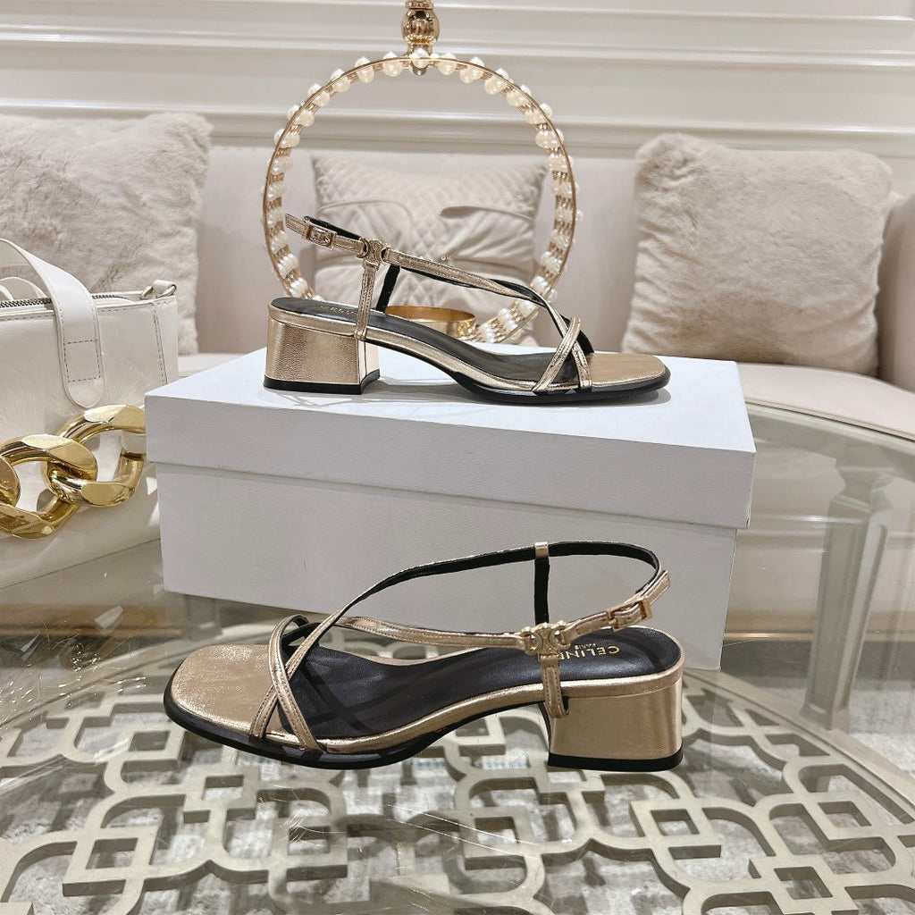 HIGH SANDAL 45MM IN GOLD LAMBSKIN