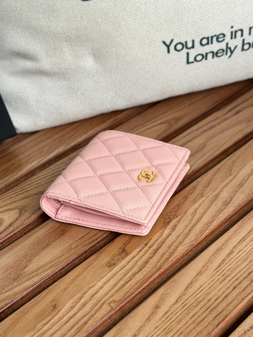 SMALL FLAP WALLET 12 IN TONYS PINK GRAINED CALFSKIN GOLD-TONE HARDWARE