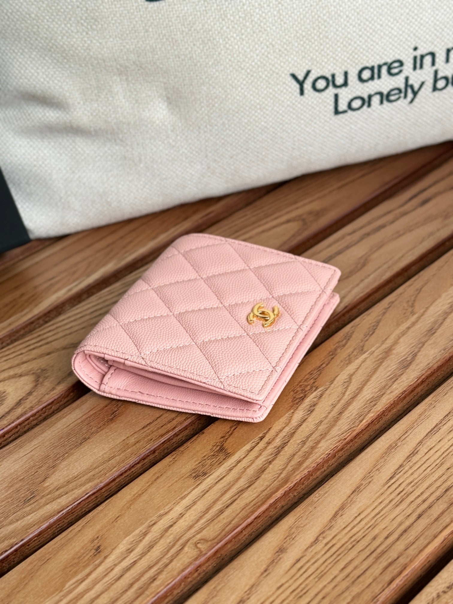 SMALL FLAP WALLET 12 IN TONYS PINK GRAINED CALFSKIN GOLD-TONE HARDWARE