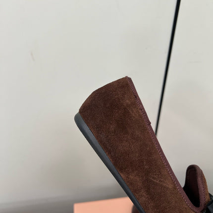 LOAFERS WITH BOW IN CHOCOLATE SUEDE