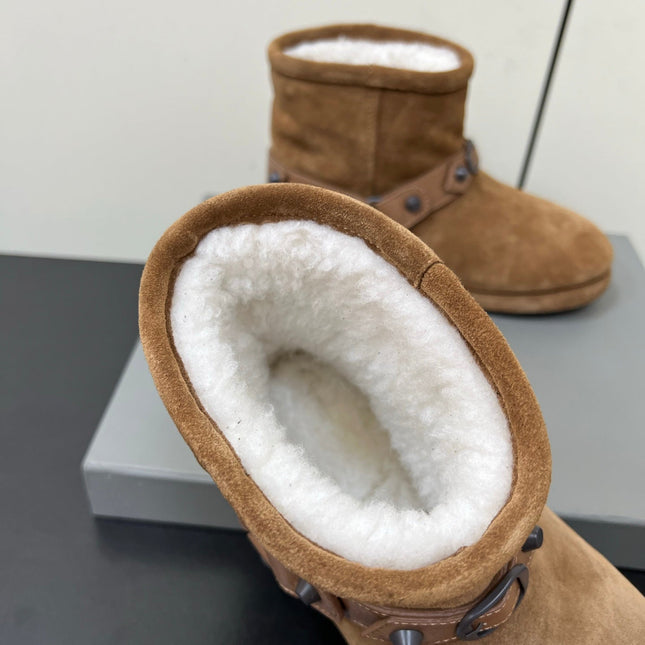BALENCIAGA 25S ALASKA ANKLE BOOTS IN BROWN SUEDE AND LAMBSKIN