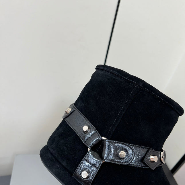 BALENCIAGA 25S ALASKA ANKLE BOOTS IN BLACK SUEDE AND LAMBSKIN WITH SILVER HARDWARE