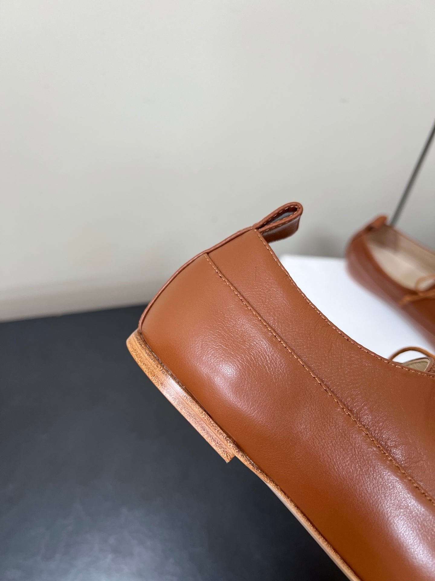 CELINE 26S MINIMAL LACE-UP SHOES IN BROWN CALFSKIN