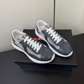 PRADA 26S SNEAKERS IN GRAY PATENT CALFSKIN AND WHITE MESH