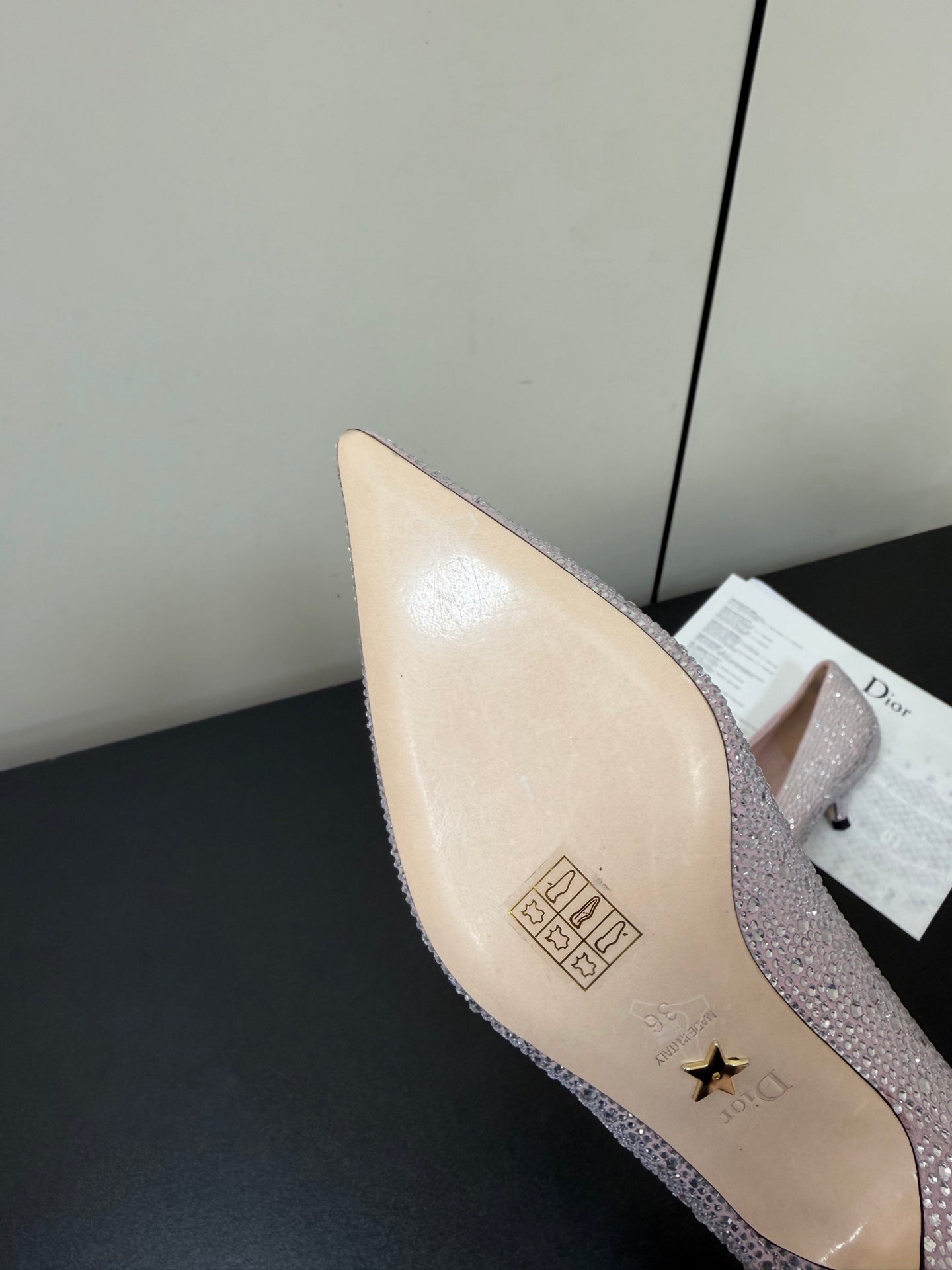 DIOR 26S POINTED-TOE HIGH HEELS 35MM IN PINK SUEDE CRYSTAL