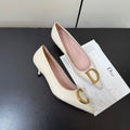 DIOR 26S POINTED-TOE HIGH HEELS 35MM IN CREAM WHITE CALFSKIN GOLD HARDWARE