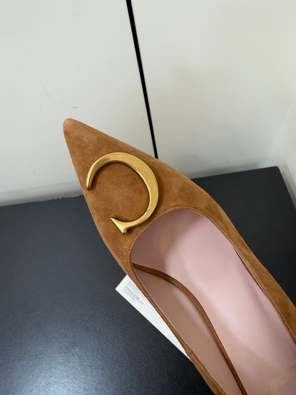DIOR 26S POINTED-TOE HIGH HEELS 70MM IN TAN BROWN SUEDE GOLD HARDWARE